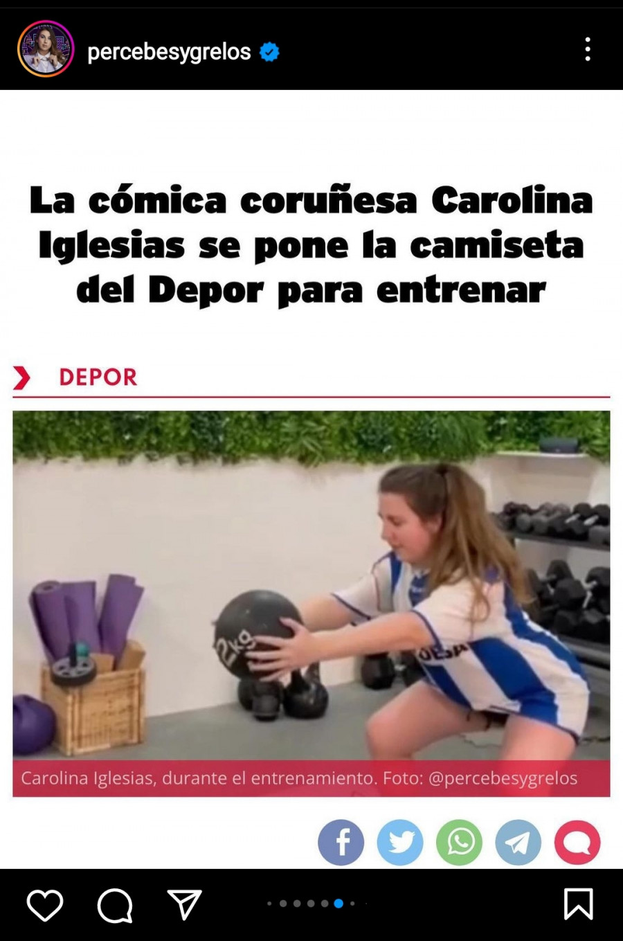 Carolina Iglesias (Percebes y Grelos) hace un guiño al Depor y a DXT