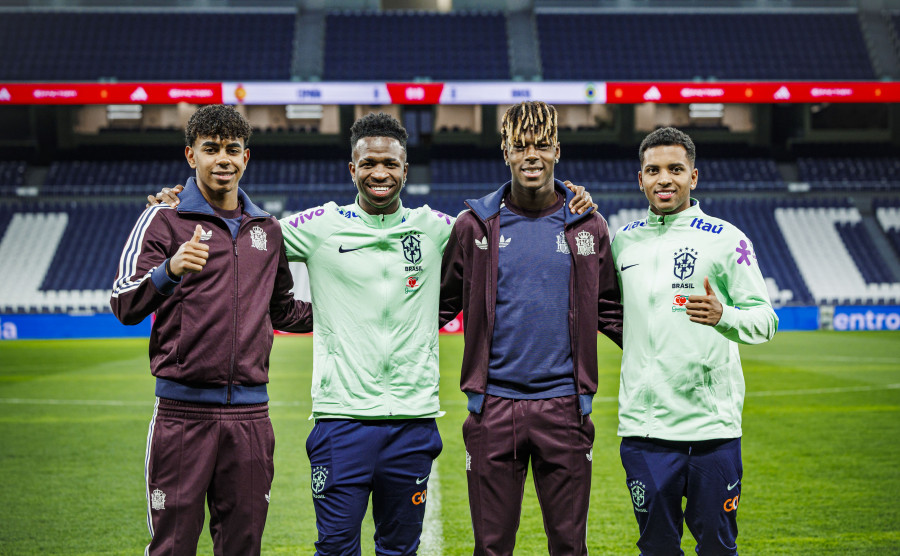 Vinícius, Yamal, Rodrygo y Nico Williams se unen contra el racismo en el Bernabéu