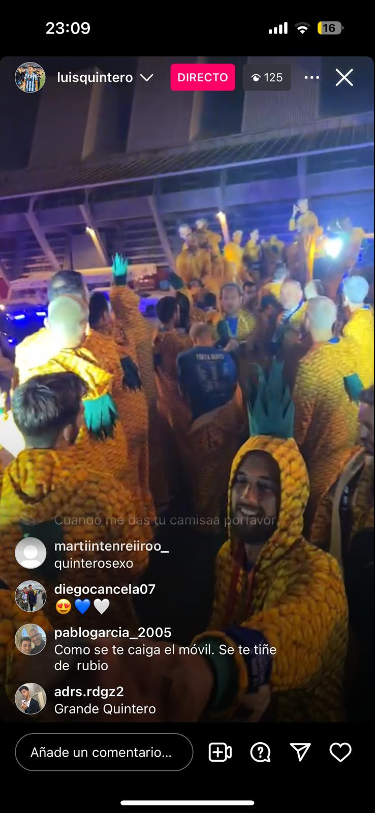 Deportivistas vestidos de piña