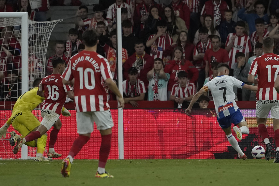 Puado deja al Espanyol más cerca del ascenso y frustra las ilusiones del Sporting (0-1)