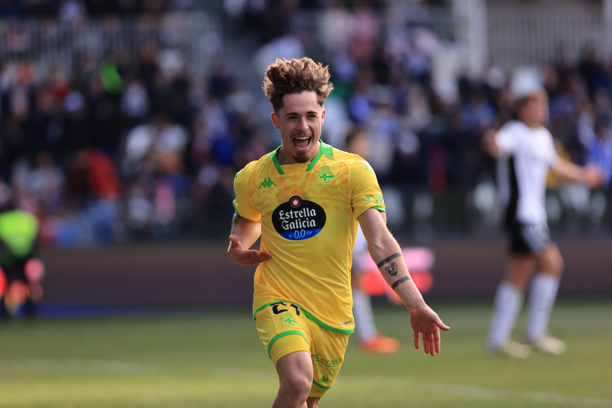 Mario Soriano, celebrando su gol en Burgos @FernandoFernández